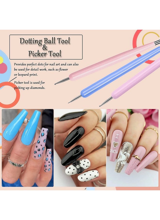 Vnicesli - Nail Art Brushes Set 6Pcs Nail Brushes Nail Art Design Pen Painting Tools With Nail Extension Gel Brush Builder Gel Brush Nail Art Liner Brush And Nail Dotting Pen For Diy Manicure - Image 1