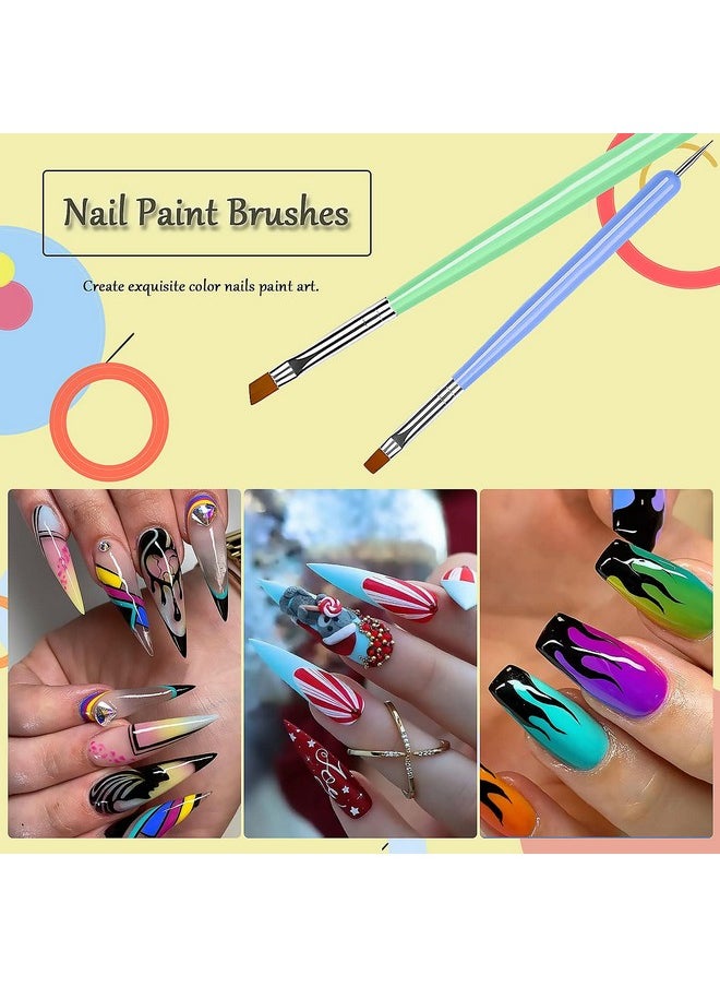 Vnicesli - Nail Art Brushes Set 6Pcs Nail Brushes Nail Art Design Pen Painting Tools With Nail Extension Gel Brush Builder Gel Brush Nail Art Liner Brush And Nail Dotting Pen For Diy Manicure - Image 1