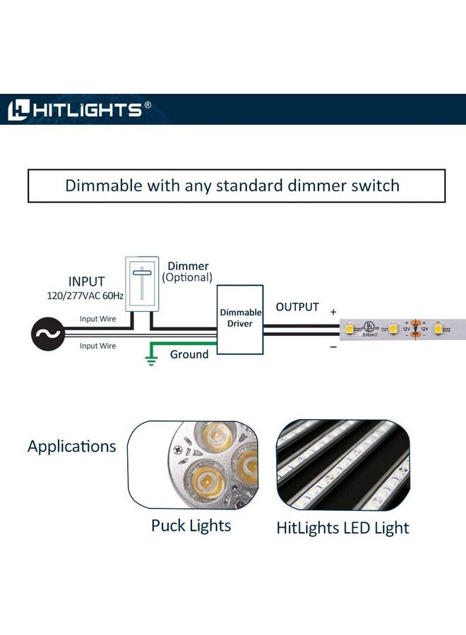 HitLights 60W 12V DC LED Dimmable Driver, 120V AC Input to 12V DC Output Class 2 LED Transformer, Compatible with Lutron and Leviton for LED Strip Lights Black - Image 4