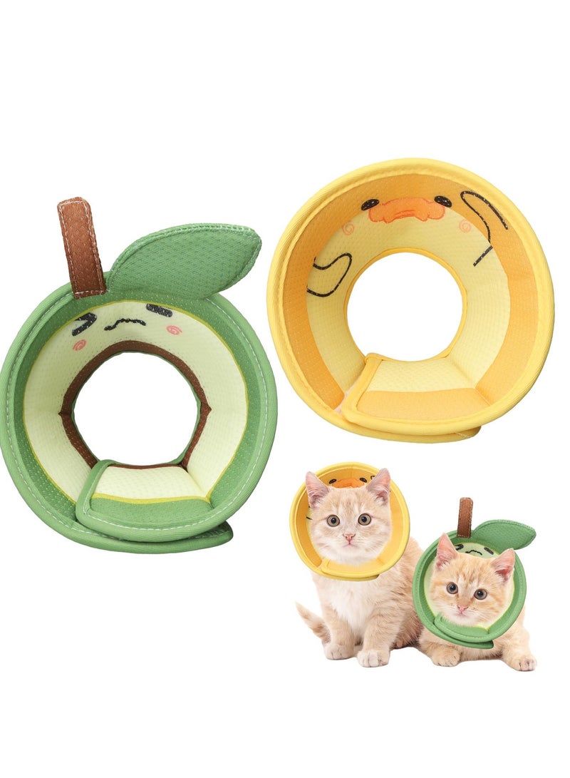 SYOSI 2 Pcs Small Cat Cone Collar Soft, Adjustable Cat Recovery Collar Cute Elizabethan E-Collar to Stop Licking Anti-Bite Neck Cone for Cats Kittens Small Dogs After Surgery,Duck & Avocado,S - Image 1