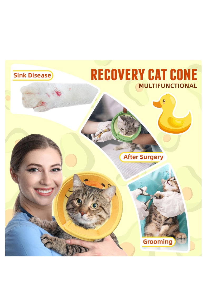 SYOSI 2 Pcs Small Cat Cone Collar Soft, Adjustable Cat Recovery Collar Cute Elizabethan E-Collar to Stop Licking Anti-Bite Neck Cone for Cats Kittens Small Dogs After Surgery,Duck & Avocado,S - Image 2
