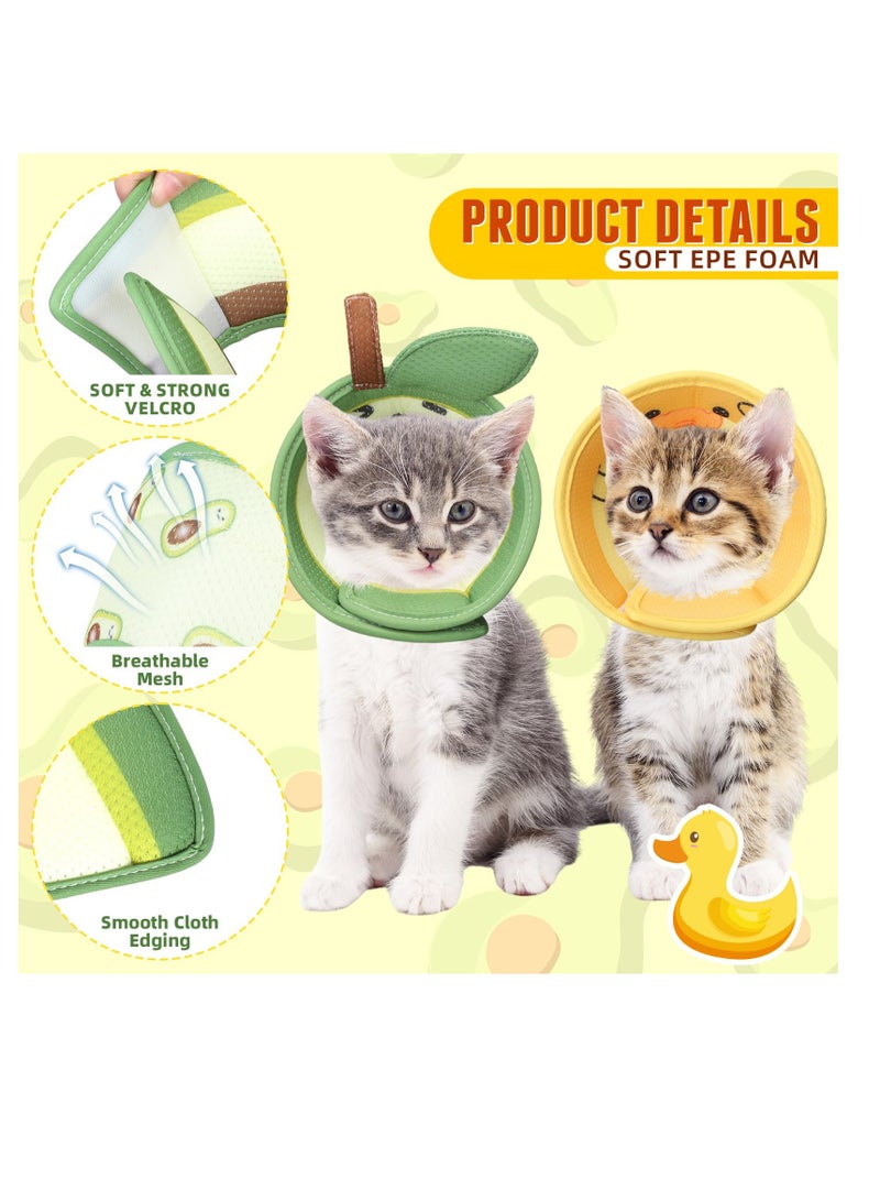 SYOSI 2 Pcs Small Cat Cone Collar Soft, Adjustable Cat Recovery Collar Cute Elizabethan E-Collar to Stop Licking Anti-Bite Neck Cone for Cats Kittens Small Dogs After Surgery,Duck & Avocado,S - Image 3