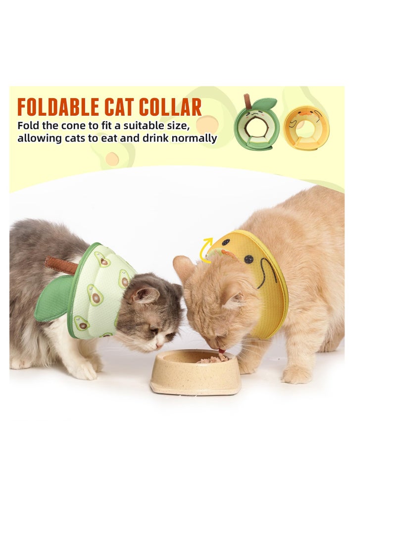 SYOSI 2 Pcs Small Cat Cone Collar Soft, Adjustable Cat Recovery Collar Cute Elizabethan E-Collar to Stop Licking Anti-Bite Neck Cone for Cats Kittens Small Dogs After Surgery,Duck & Avocado,S - Image 4