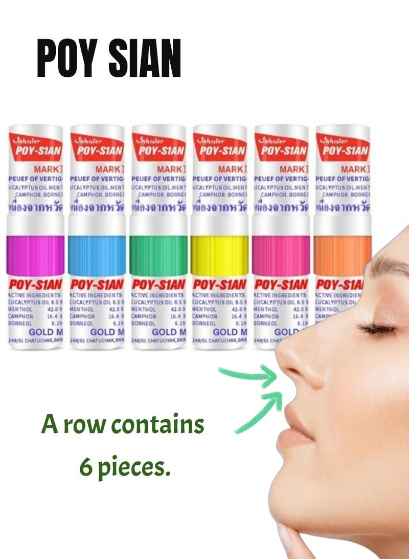 بو_سيان 6-PCS التايلاندية المنثول العطرية الاستنشاق الأنفي ، العلاج العشبي الطبيعي ， يحسن التركيز ويوفر إحساس التبريد المنعش - Image 1