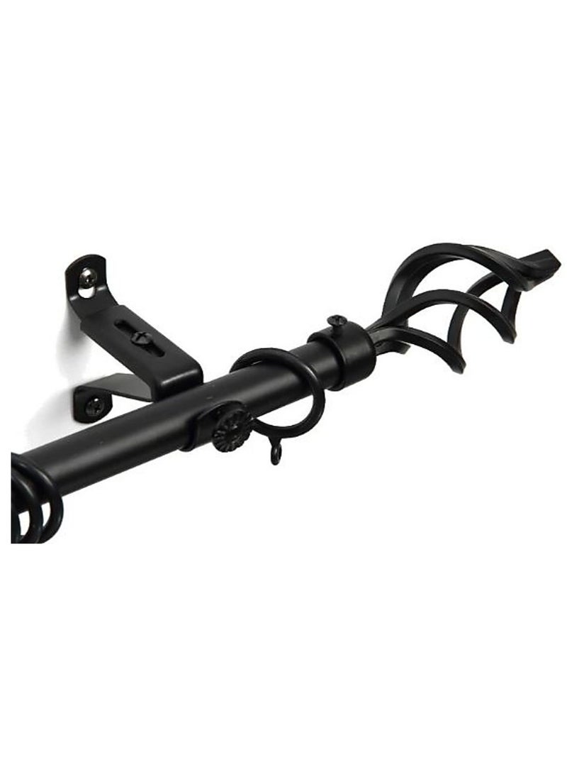 AL WADI FURNITURE Roman Pole Style Heavy Duty Luxury Extendable Curtain Rod, Metal Single Rod Finials Decorative End Window Treatment Rod Drapery Rod (BLACK, 110 – 200 cm)  - Image 3