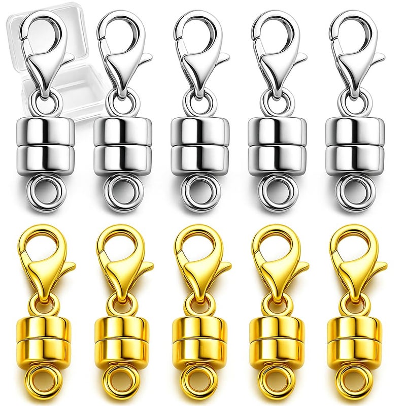 Bonison Lightweight Magnetic Necklace Clasps â€“ 12 Pack Strong-Magnetic Lobster Clasp Extenders, Gold & Silver Jewelry Closures for Quick On/Off and Comfortable Everyday Wear - Image 1
