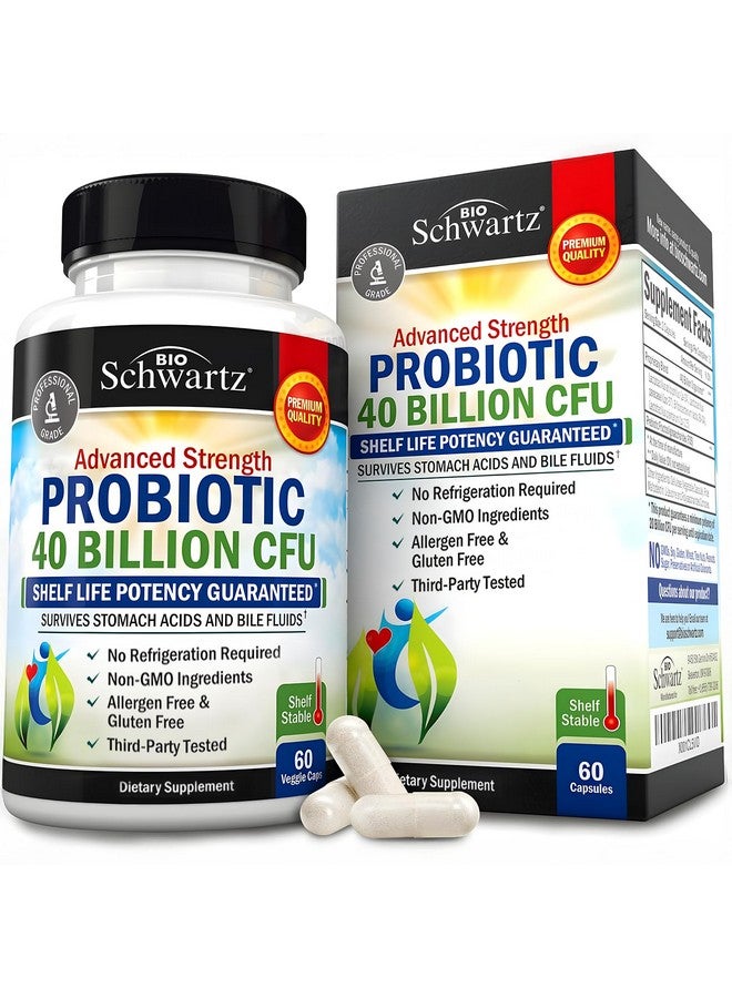 BioSchwartz Daily Probiotic Supplement with 40 Billion CFU - Gut Health Complex with Astragalus and Lactobacillus Acidophilus Probiotic for Women and Men - Shelf Stable with Prebiotics for Digestive Health - Image 1