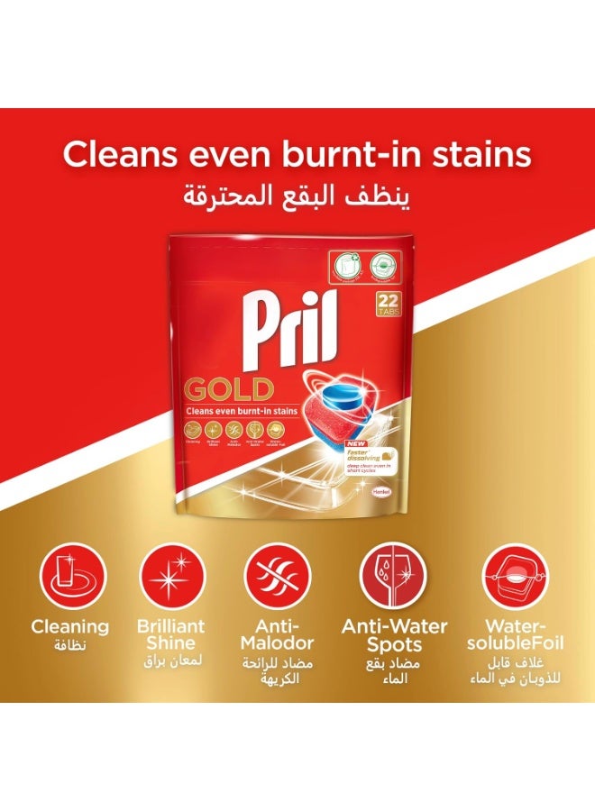 Pril Gold Automatic Dishwashing Tablets 34 Tabs Faster dissolving tab with deep clean and action against burnt in stains - Image 2