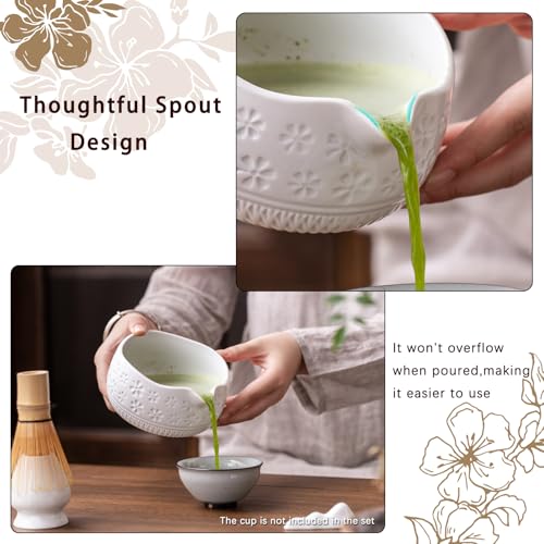 Buucup Matcha Whisk Set, Ceramic Matcha Kit Set Includes Matcha Bowl, Matcha Whisk and Holder, Bamboo Scoop, Scoop Rest, Sifter and Tea Towel - 7 Pcs Matcha Kit for Matcha Lovers(White) - Image 2