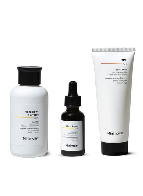 Anti-Pigmentation Kit, Skin Care Routine Kit For Unisex, Face Wash, Serum & Sunscreen Combo, 180G