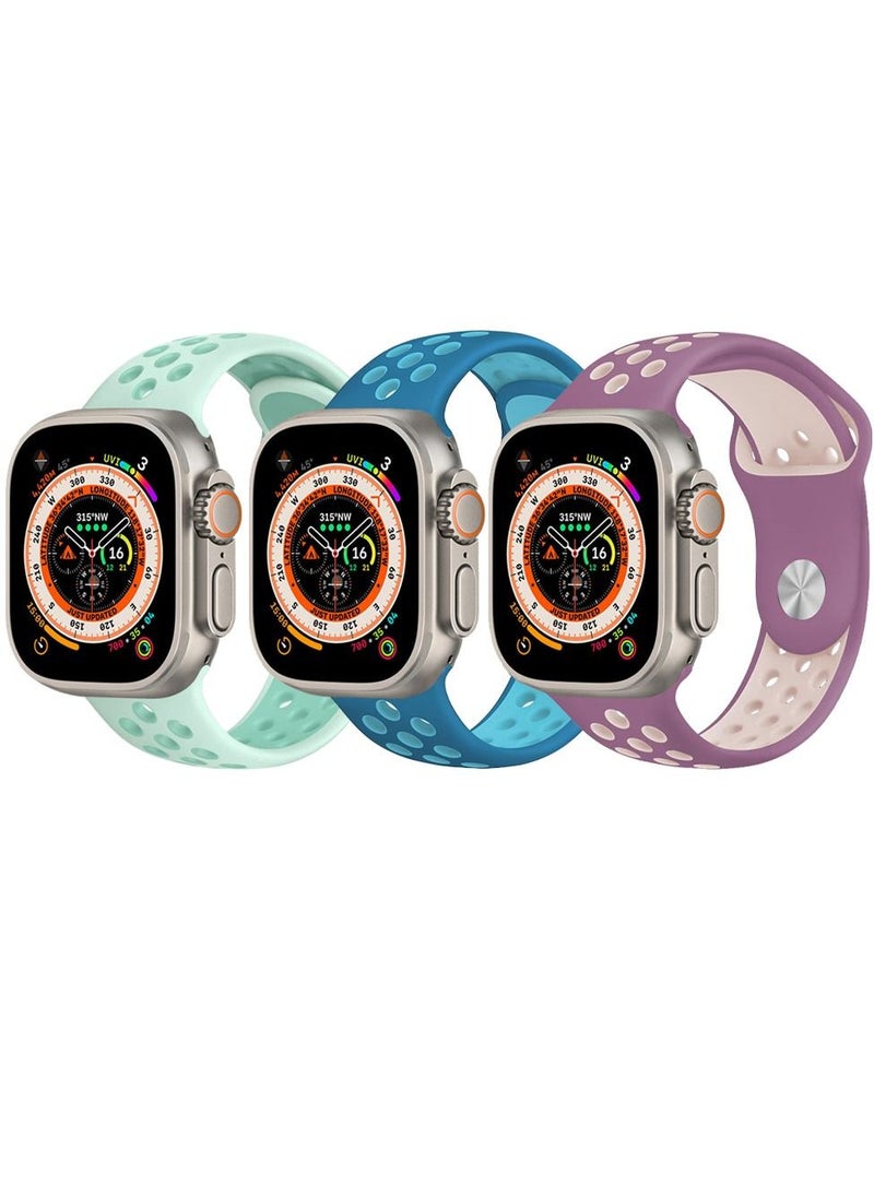 CATANES - 3 Pack For Apple Watch 49mm 45mm 44mm 42mm Silicone Sport Band Nike Strap Compatible With iWatch Series Ultra/8/7/SE/6/5/4/3/2/1 - Image 1