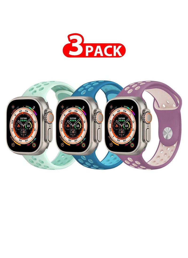 CATANES - 3 Pack For Apple Watch 49mm 45mm 44mm 42mm Silicone Sport Band Nike Strap Compatible With iWatch Series Ultra/8/7/SE/6/5/4/3/2/1 - Image 1