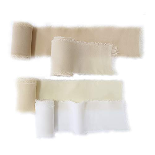 Lookein Handmade 15 Chiffon SilkLike Ribbon Sample Swatch Chart Frayed Edges Ribbon for Wedding Invitations Bouquets Gift Wrapping Decorations Ballet Nude