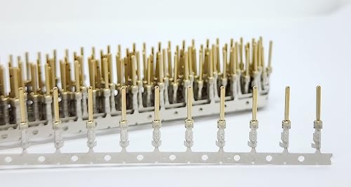 PC Accessories Connectors Pro D-Sub 2mm Male Crimp Pins, 200 Gold Tin Plated DB Male Crimp Connectors for DB9, DB25, DB37, DB15, DB50 - Image 1