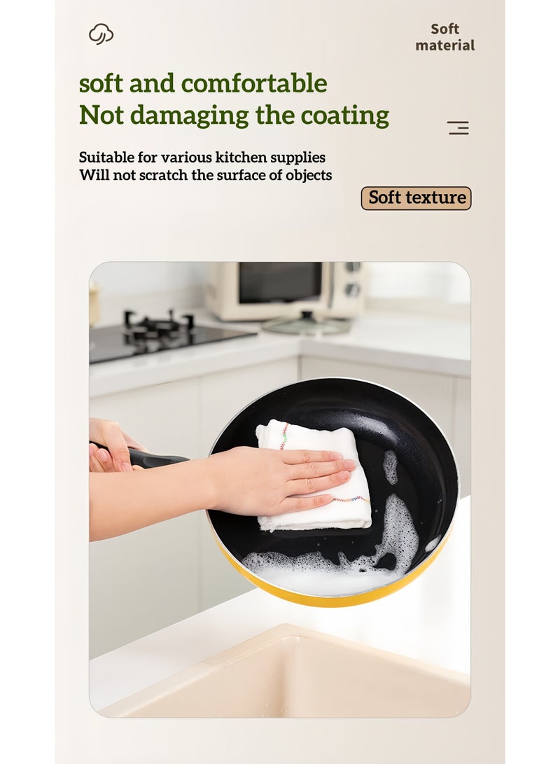 5-layer thick premium kitchen cloth, oil absorbing dishwashing cloth, multifunctional non greasy, easy to clean kitchen cloth, thick cleaning cloth, easy to clean, cotton cleaning cloth, kitchen dishwashing cloth, natural cotton kitchen dishwashing cloth, reusable cleaning cloth, microfiber towel (white -3-piece set) -25cm x 25cm  - Image 3