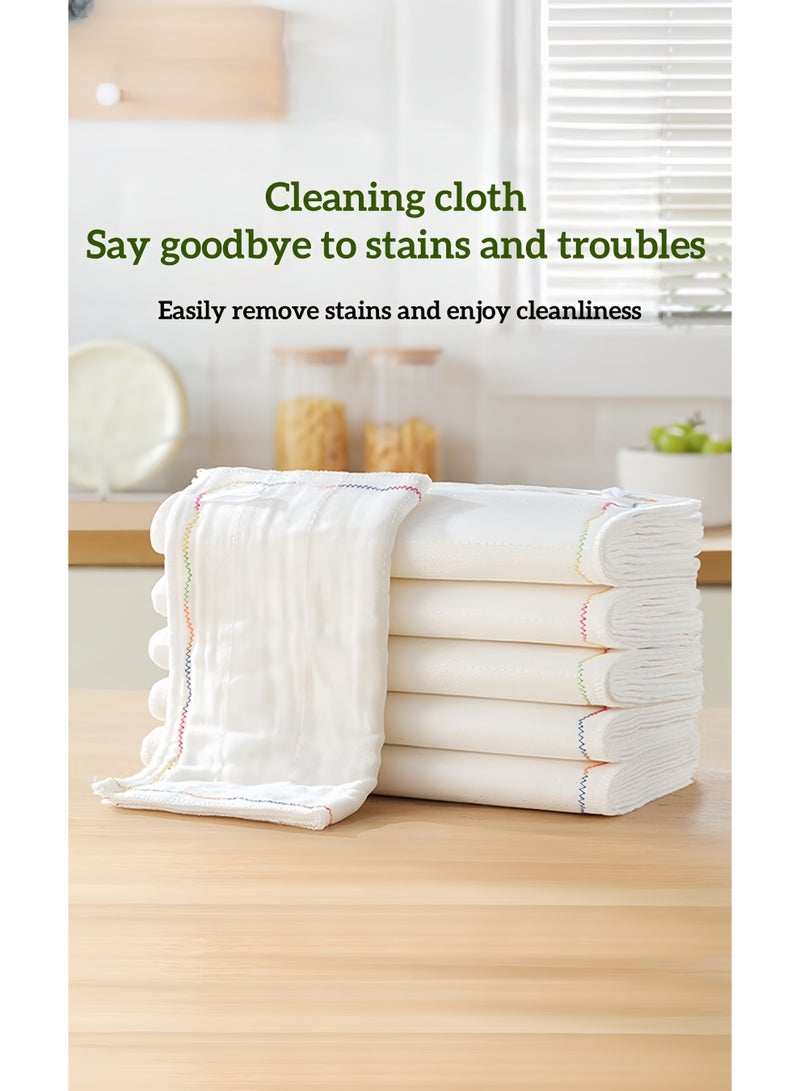 5-layer thick premium kitchen cloth, oil absorbing dishwashing cloth, multifunctional non greasy, easy to clean kitchen cloth, thick cleaning cloth, easy to clean, cotton cleaning cloth, kitchen dishwashing cloth, natural cotton kitchen dishwashing cloth, reusable cleaning cloth, microfiber towel (white -3-piece set) -25cm x 25cm  - Image 1