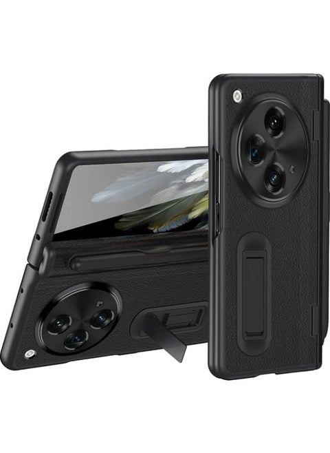 Compatible with Oneplus Open/OPPO Find N3 Case with Pen & Pen Holder, [Hinge Protection] [Built-in Screen Protector] [Kickstand] All-Inclusive Luxury PU Leather Phone Case