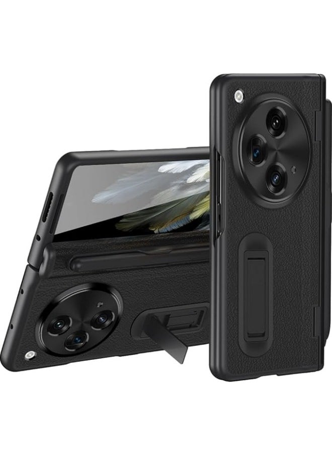 Compatible with Oneplus Open/OPPO Find N3 Case with Pen & Pen Holder, [Hinge Protection] [Built-in Screen Protector] [Kickstand] All-Inclusive Luxury PU Leather Phone Case