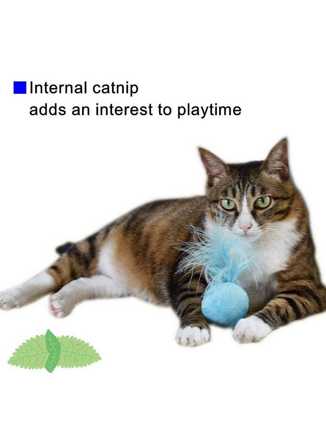 PETFAVORITES PETFAVORITES Furry Rattle Ball Cat Toy with Feather and Catnip - Interactive Pom Pom Balls for Cats, Soft and Lightweight, 2 Inch, 3 Pack.  - Image 3