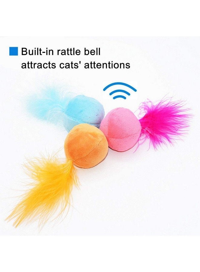 PETFAVORITES PETFAVORITES Furry Rattle Ball Cat Toy with Feather and Catnip - Interactive Pom Pom Balls for Cats, Soft and Lightweight, 2 Inch, 3 Pack.  - Image 2