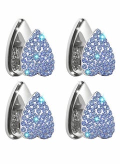 Y&D Car Hook, Mini Self Adhesive Storage Crystal Heart Shape Alloy Hook for Seat Back Dashboard, Home Living Room Bedroom Bathroom Key Wallet Mask Headphone Charging Cable (4 Pcs, Blue)  - Image 1