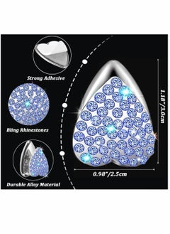 Y&D Car Hook, Mini Self Adhesive Storage Crystal Heart Shape Alloy Hook for Seat Back Dashboard, Home Living Room Bedroom Bathroom Key Wallet Mask Headphone Charging Cable (4 Pcs, Blue)  - Image 2