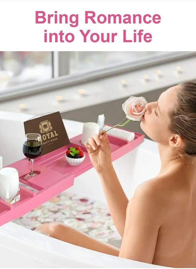 Luxury Bathtub Caddy Tray, One or Two Person Bath and Bed Tray, Bonus Free Soap Holder (Pink) - pzsku/Z135C21ED5C04F4C4746BZ/45/_/1716343737/6bd1db09-8623-42e7-a437-1f3ba7ed42ae