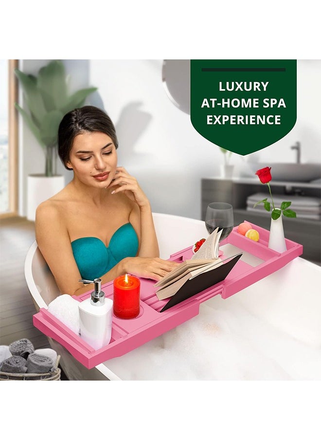 Luxury Bathtub Caddy Tray, One or Two Person Bath and Bed Tray, Bonus Free Soap Holder (Pink) - pzsku/Z135C21ED5C04F4C4746BZ/45/_/1716343738/de07293d-a4b8-4d59-a41c-51182683a414