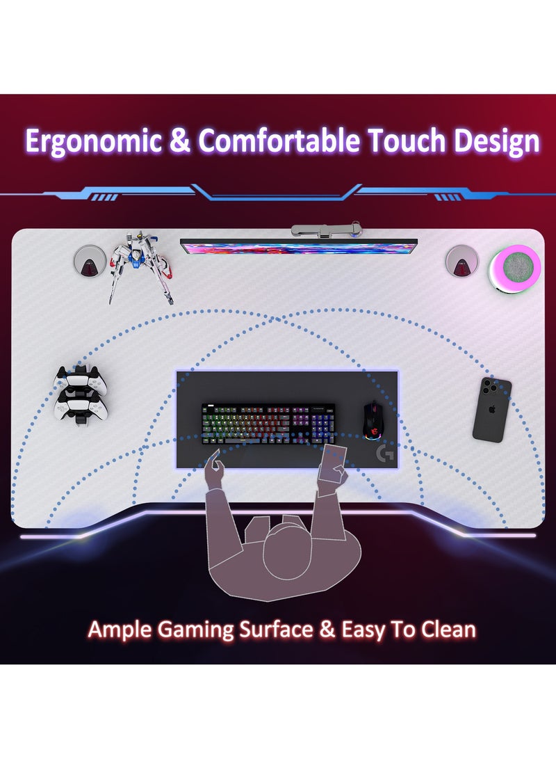 FAMAPY Gaming Table 100x54.5x75cm,Small Office Desk with Cable Hole, Compact  Gaming Desk,Carbon Fiber  PC Workstations - Image 3