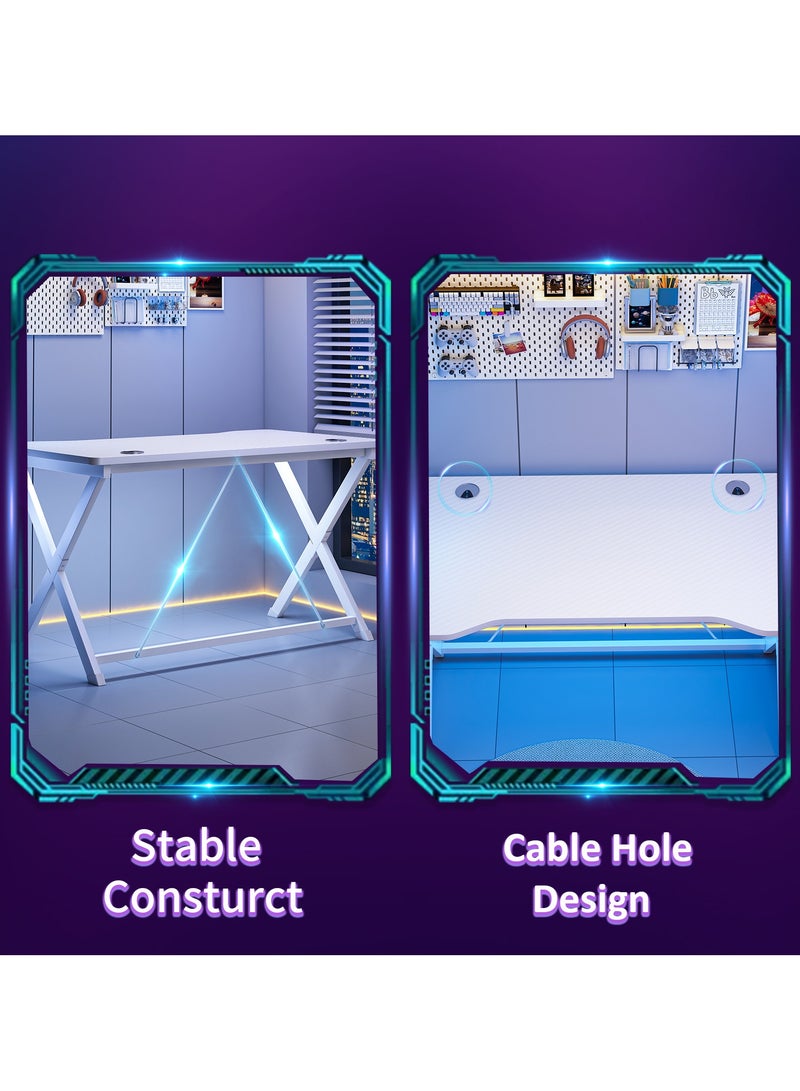FAMAPY Gaming Table 100x54.5x75cm,Small Office Desk with Cable Hole, Compact  Gaming Desk,Carbon Fiber  PC Workstations - Image 4