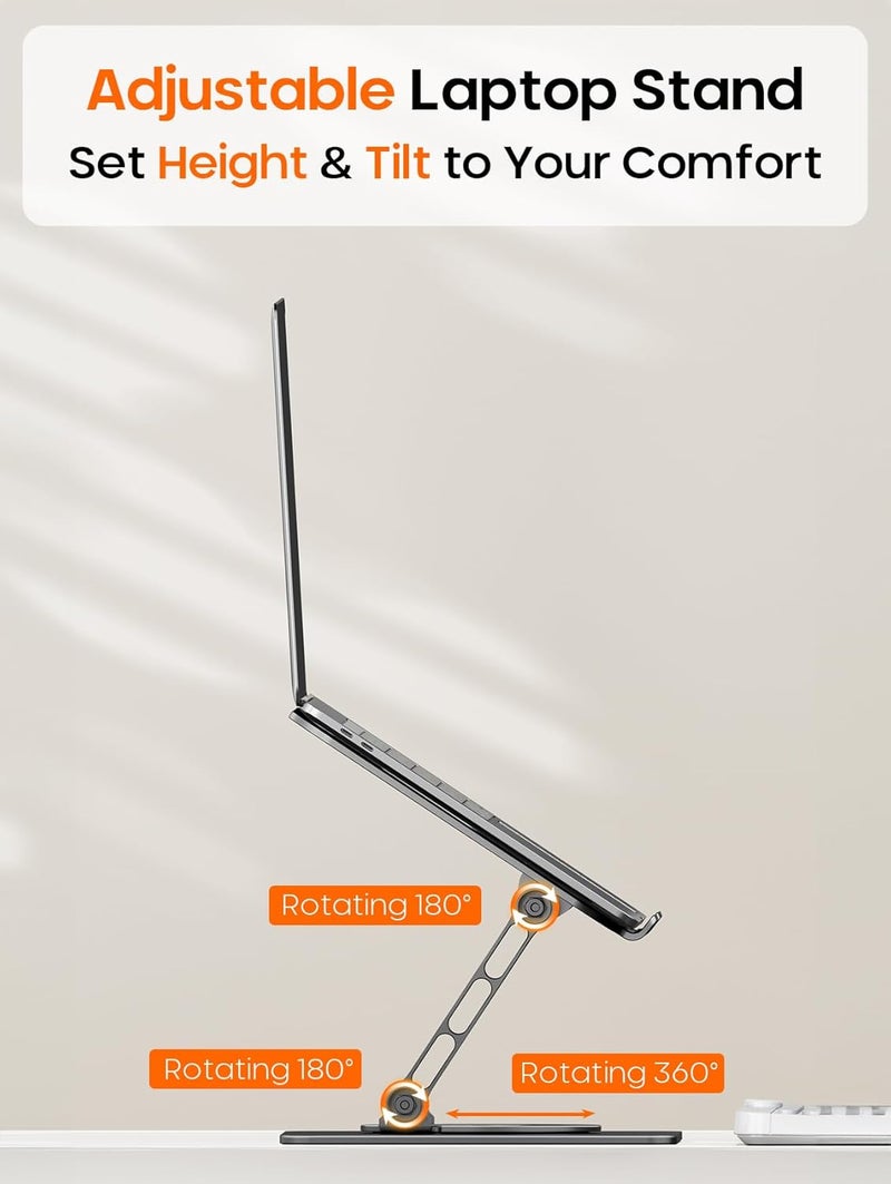 PEGANT Rotating Foldable Laptop Stand For Desk, 360° Adjustable Ergonomic Portable Aluminum 10-16" Laptop Organizer, Lightweight Notebook Holder For Home Office Travel, Compatible With Macbook Dell Hp - Image 3