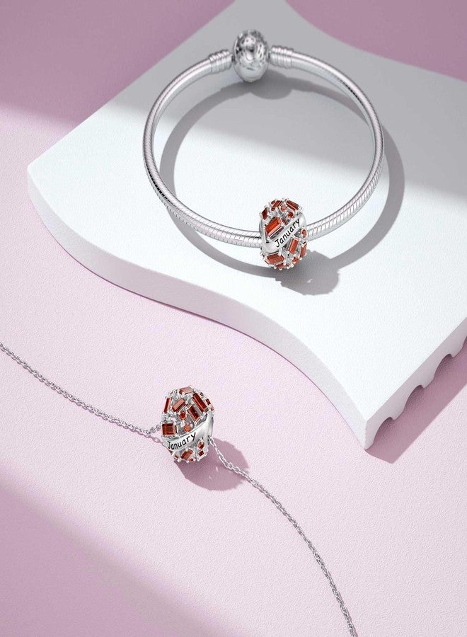 SEVENWELL Birthstone Charms for Charms Bracelet, 925 Sterling Silver 5A Cubic Zirconia Openwork Bead, Birthday Mother's Day Christmas Jewelry Gifts for Women, Jan-Dec Charm, 0.18 inches (4.5 mm - Image 2