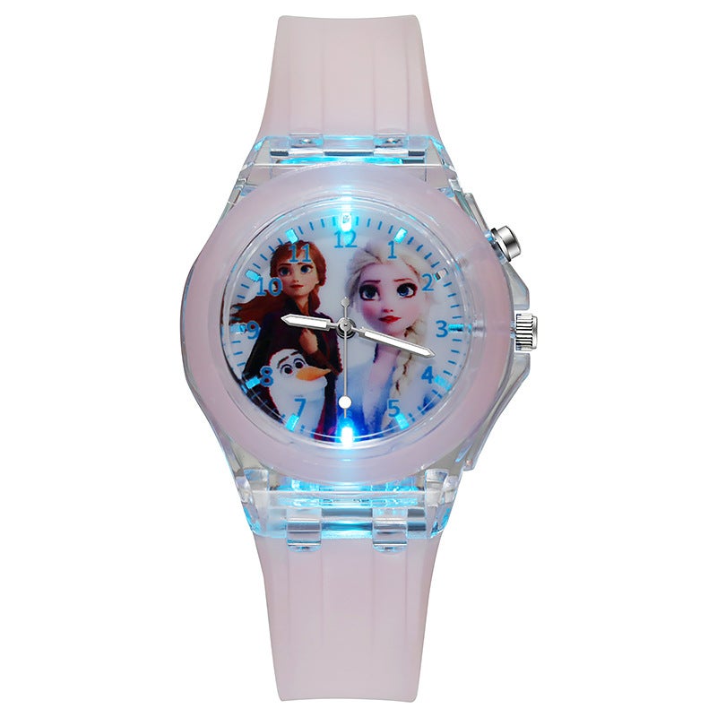 Kids Luminous Cartoon Watch Princess Design Pink Sisters Combination 