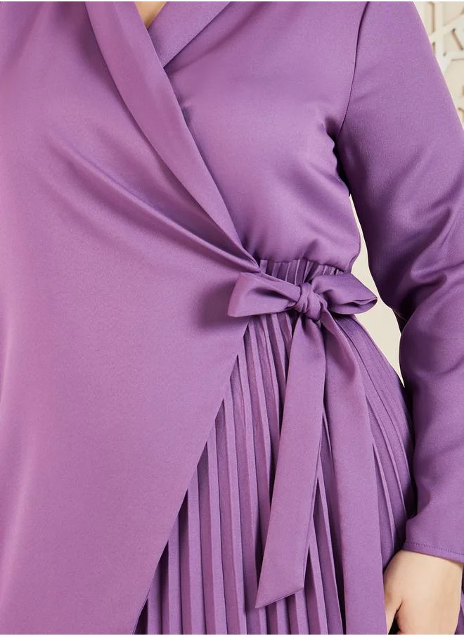 ستايلي Long Sleeves Pleated Wrap Blazer Dress