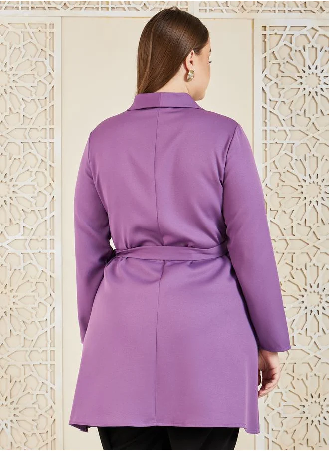 ستايلي Long Sleeves Pleated Wrap Blazer Dress