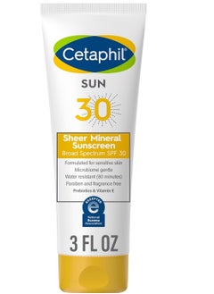Cethapil Cetaphil Sheer Mineral Sunscreen Lotion for Face and Body, 85 ml, 100% Mineral: Zinc Oxide & Titanium Dioxide, Broad Spectrum SPF 30, Sensitive Skin, Lotion, 30 SPF  - Image 1