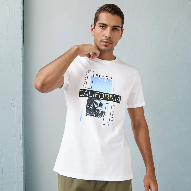 سبلاش فيڤ تيشيرت بياقة دائرية بطبعة كاليفورنيا