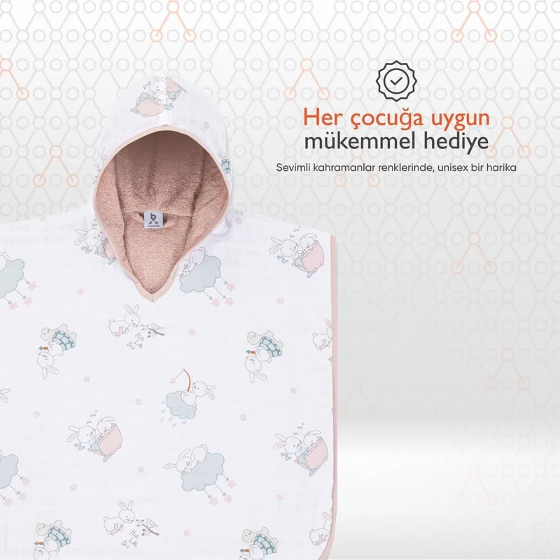 Gezenbebe Hero Patterned Muslin & Towel Baby Poncho Bunny