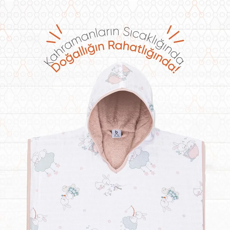 Gezenbebe Hero Patterned Muslin & Towel Baby Poncho Bunny