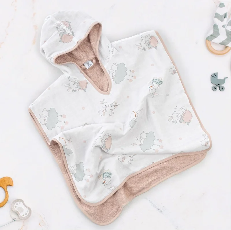 Gezenbebe Hero Patterned Muslin & Towel Baby Poncho Bunny