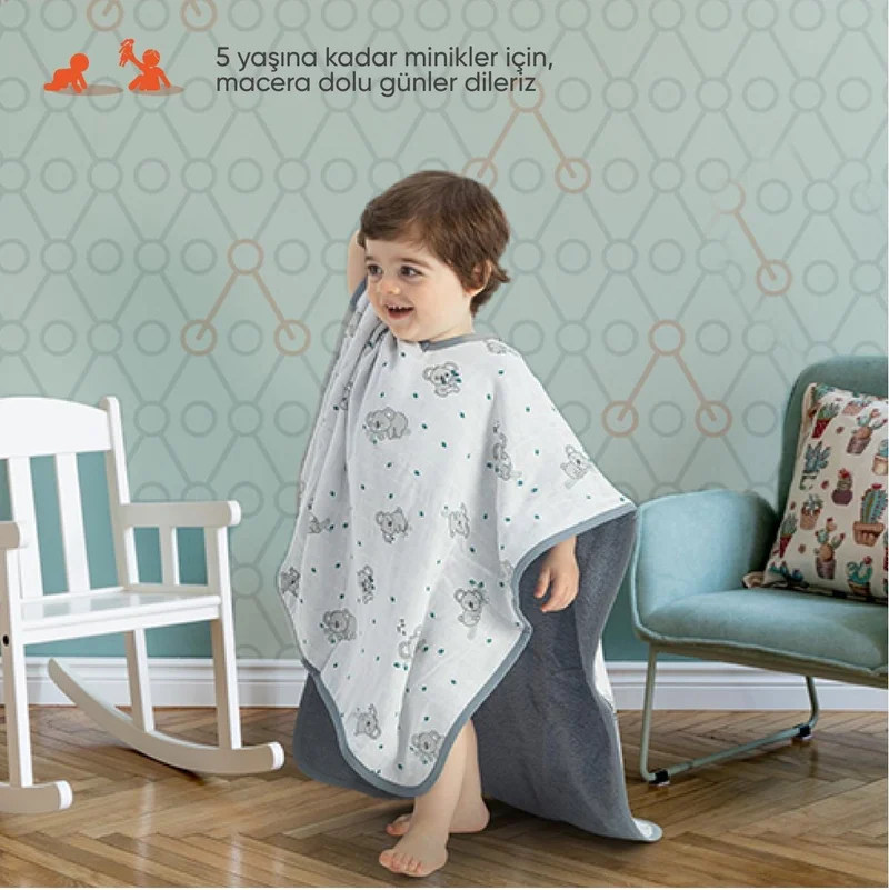 Gezenbebe Hero Patterned Muslin & Towel Baby Poncho Bunny