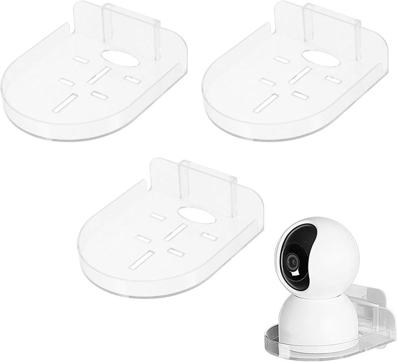 Maykela 3 Pcs Acrylic Small Wall Shelf, Surveillance Bracket with Adhesive, Mini Floating Wall Shelves for Security Cameras, Webcam, Speakers, Baby Monitors, Easy to Install No Drill - Image 1