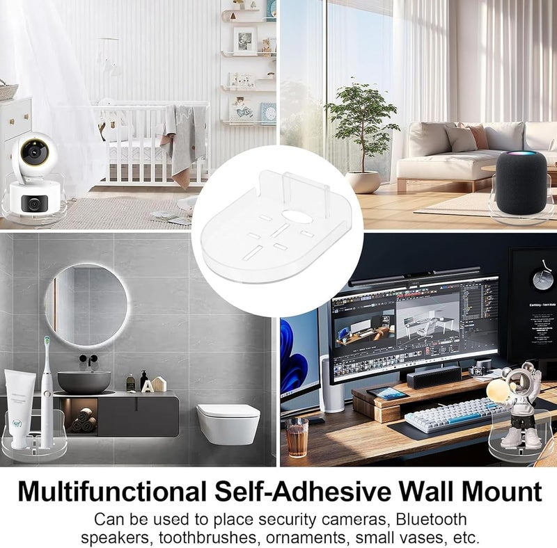 Maykela 3 Pcs Acrylic Small Wall Shelf, Surveillance Bracket with Adhesive, Mini Floating Wall Shelves for Security Cameras, Webcam, Speakers, Baby Monitors, Easy to Install No Drill - Image 5