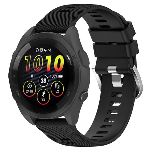 INF حزام ساعة سيليكون INF متوافق مع Garmin Forerunner 265S، حزام معصم سريع الإطلاق للنساء/الرجال، حزام رياضي قابل للتعديل وقابل للتنفس (أسود) - Image 2