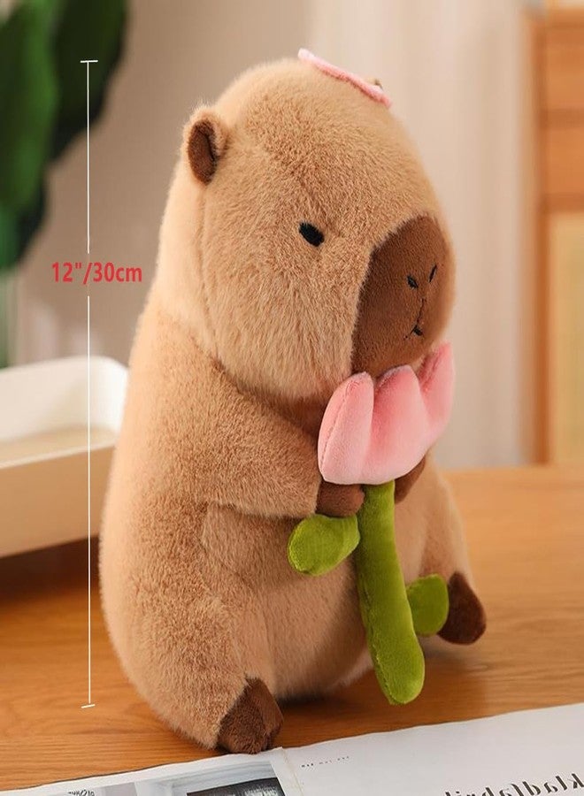 NatureMan Cute Capybara Stuffed Animals,Kawaii Capybara Plush Toys, Capybara Stuffed Aniamls Toys for Girls Kids Adults Birthdays (Flower Style -12inch) - Image 2
