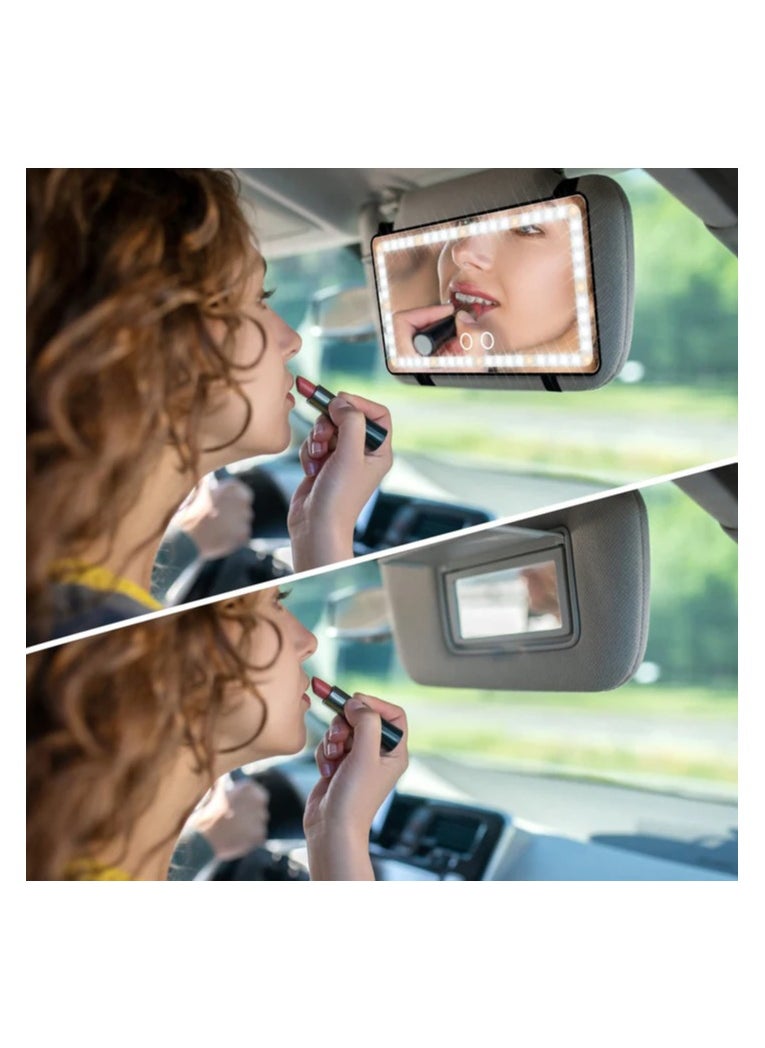 Generic Car Vanity Mirror with Touch LED Light - 3 Color Modes, Rechargeable Makeup Mirror for Car Interior, Adjustable Brightness, Ultra-Thin Design, Perfect for Travel & Daily Use  - Image 2