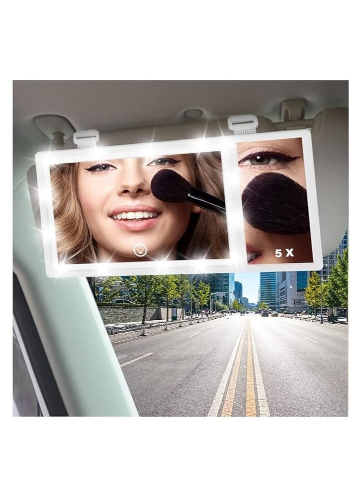 Generic Car Vanity Mirror with Touch LED Light - 3 Color Modes, Rechargeable Makeup Mirror for Car Interior, Adjustable Brightness, Ultra-Thin Design, Perfect for Travel & Daily Use  - Image 4