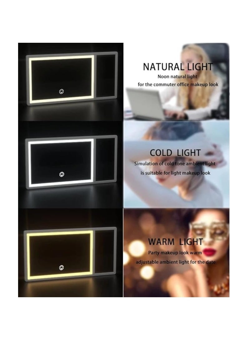 Generic Car Vanity Mirror with Touch LED Light - 3 Color Modes, Rechargeable Makeup Mirror for Car Interior, Adjustable Brightness, Ultra-Thin Design, Perfect for Travel & Daily Use  - Image 5