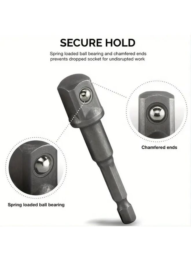 8 Pcs 1 4 Inch Hex Drive Extension Adapters For Impact Drills Metal Construction - Image 3