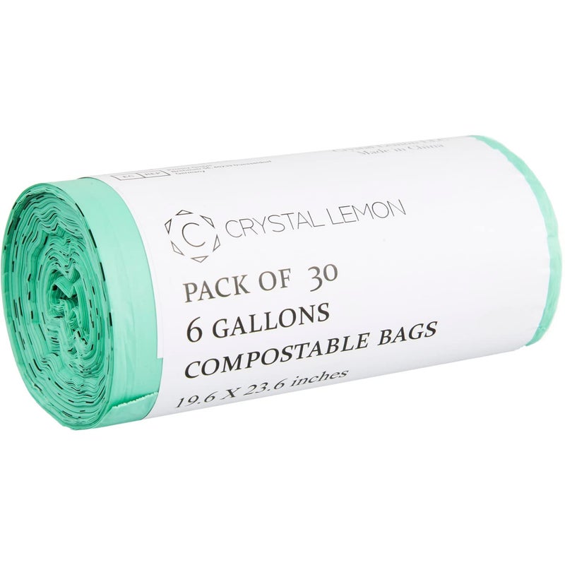 C CRYSTAL LEMON Crystal Lemon 30Count Biodegradable 6 Gallon Bags Heavy Duty and Unscented Ideal for Kitchen Bathroom Yard and Food Waste - Image 3